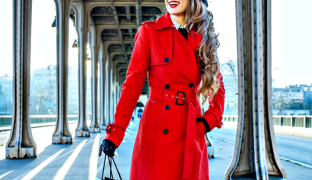 fall red trench coat outfit