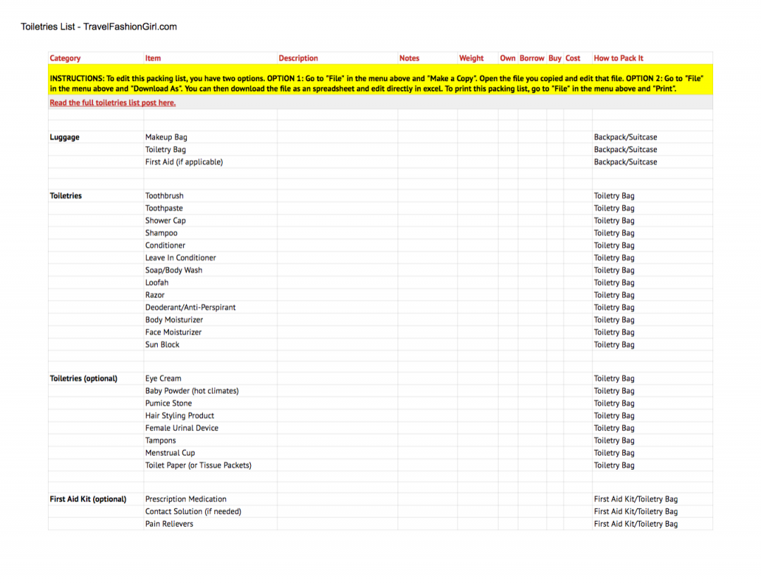 The Ultimate Guide to Travel Toiletries (with Printable Checklist)